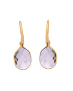 VOJ Gold-Polished Classic Stone Studded Drop Earrings - Distacart