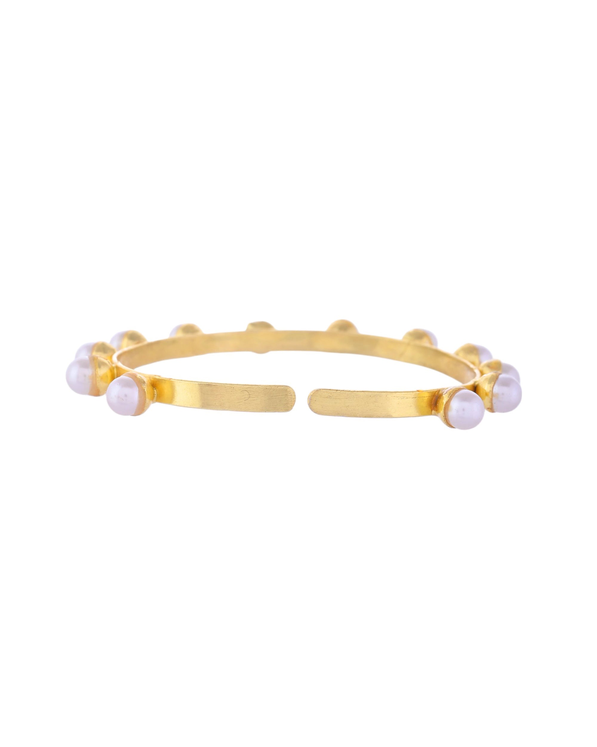 VOJ Gold-Polished Pearl Studded Kada Barcelet - Distacart