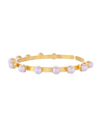 VOJ Gold-Polished Pearl Studded Kada Barcelet - Distacart