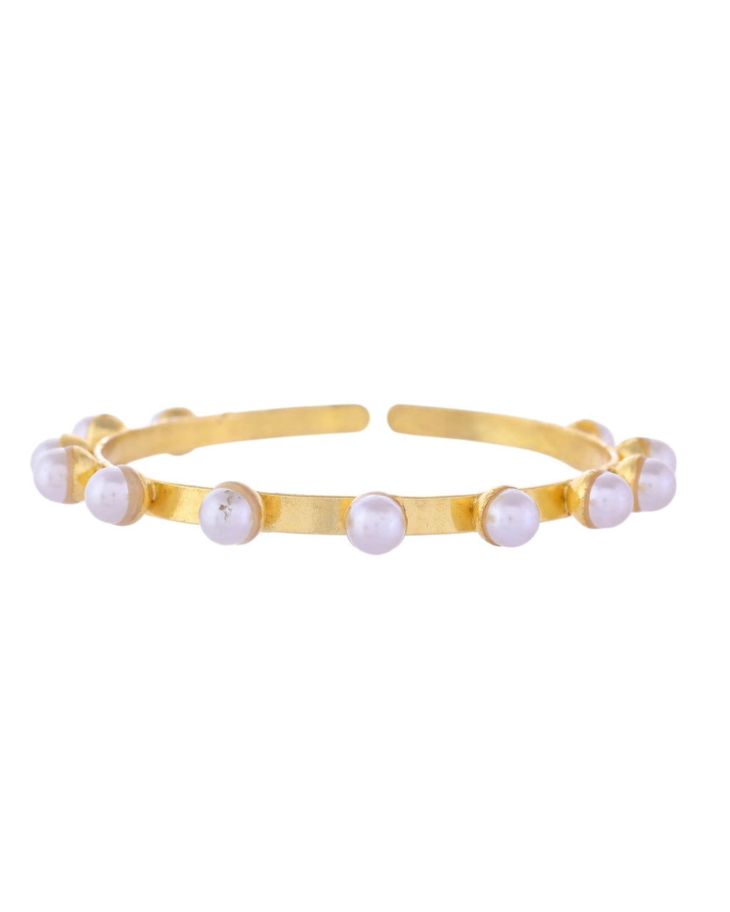 VOJ Gold-Polished Pearl Studded Kada Barcelet - Distacart