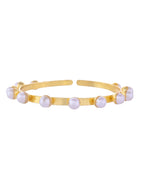 VOJ Gold-Polished Pearl Studded Kada Barcelet - Distacart