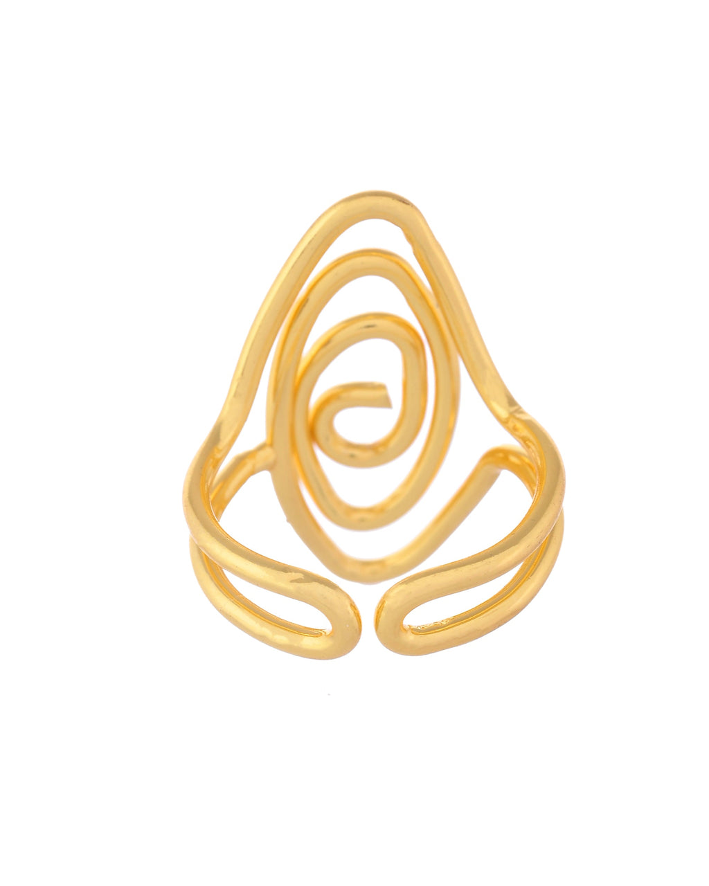 VOJ Gold-Polished Anti Tarnish Textured Finger Ring