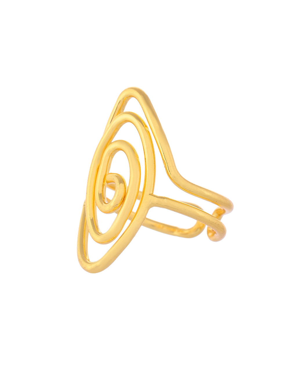 VOJ Gold-Polished Anti Tarnish Textured Finger Ring