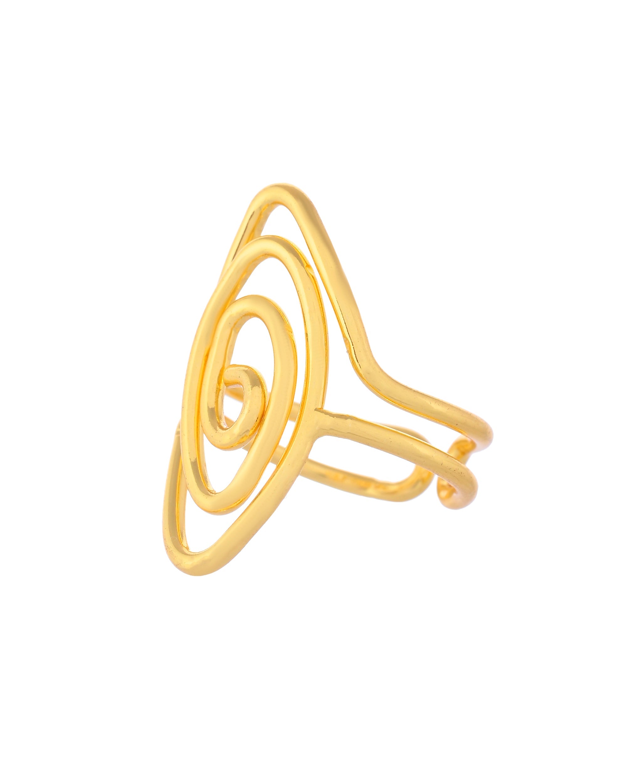 VOJ Gold-Polished Anti Tarnish Textured Finger Ring