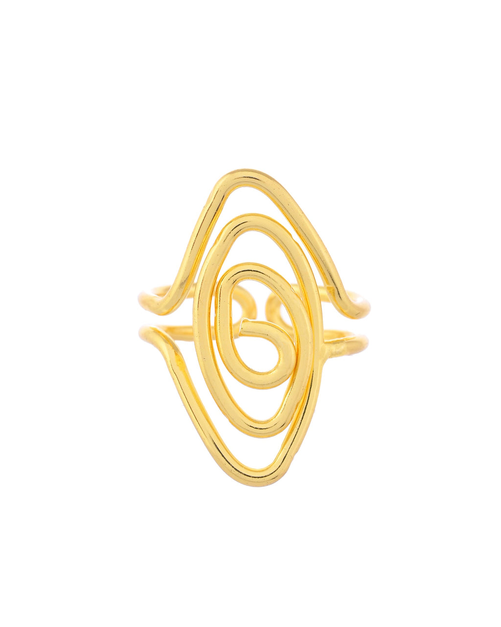 VOJ Gold-Polished Anti Tarnish Textured Finger Ring