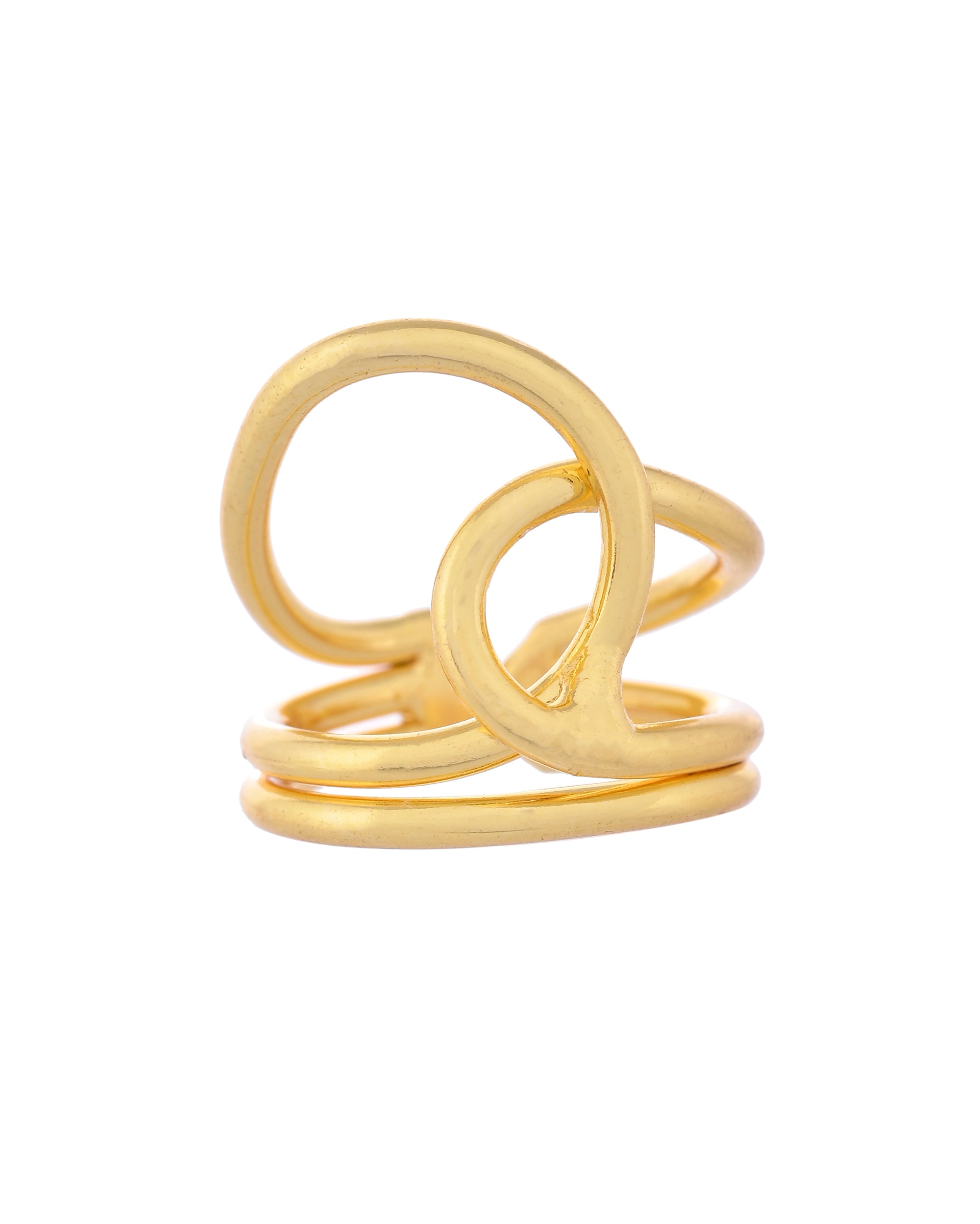 VOJ Gold-Polished Designer Anti Tarnish Finger Ring