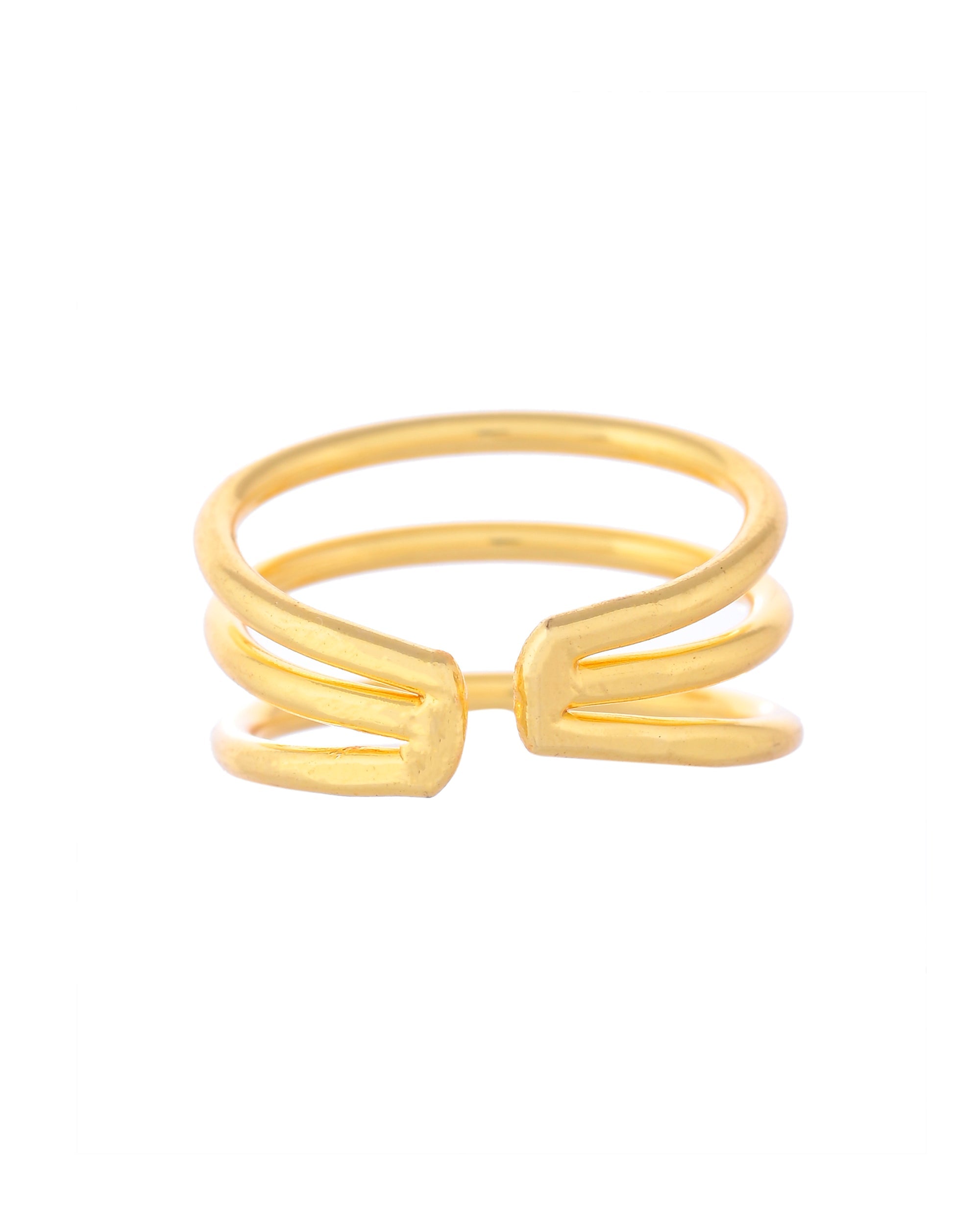 VOJ Gold-Polished Antitarnish Muti Layer Finger Ring
