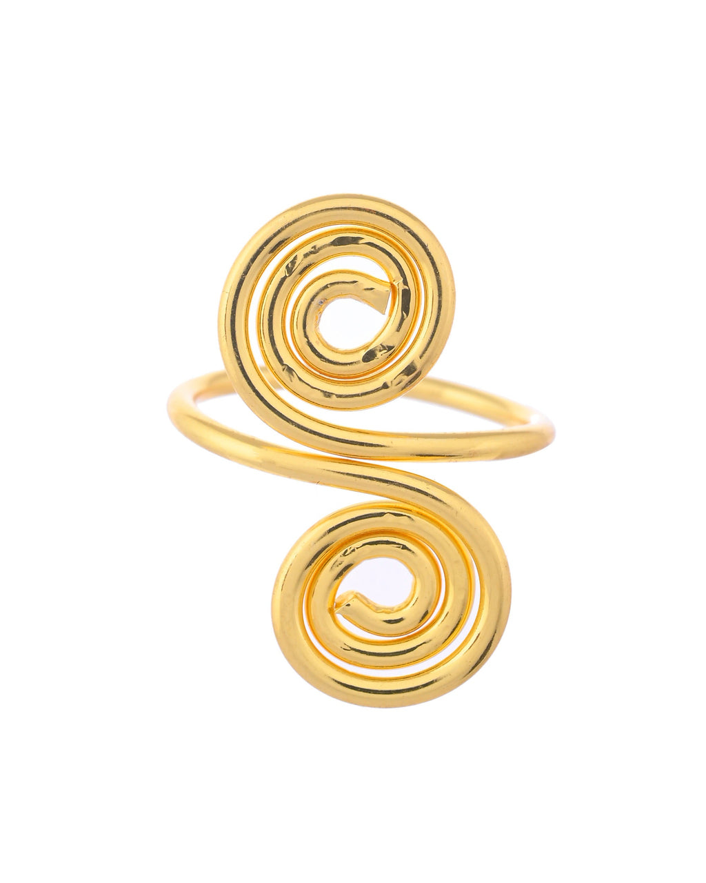 VOJ Gold-Polished Circular Designed Anti Tarnish Finger Ring