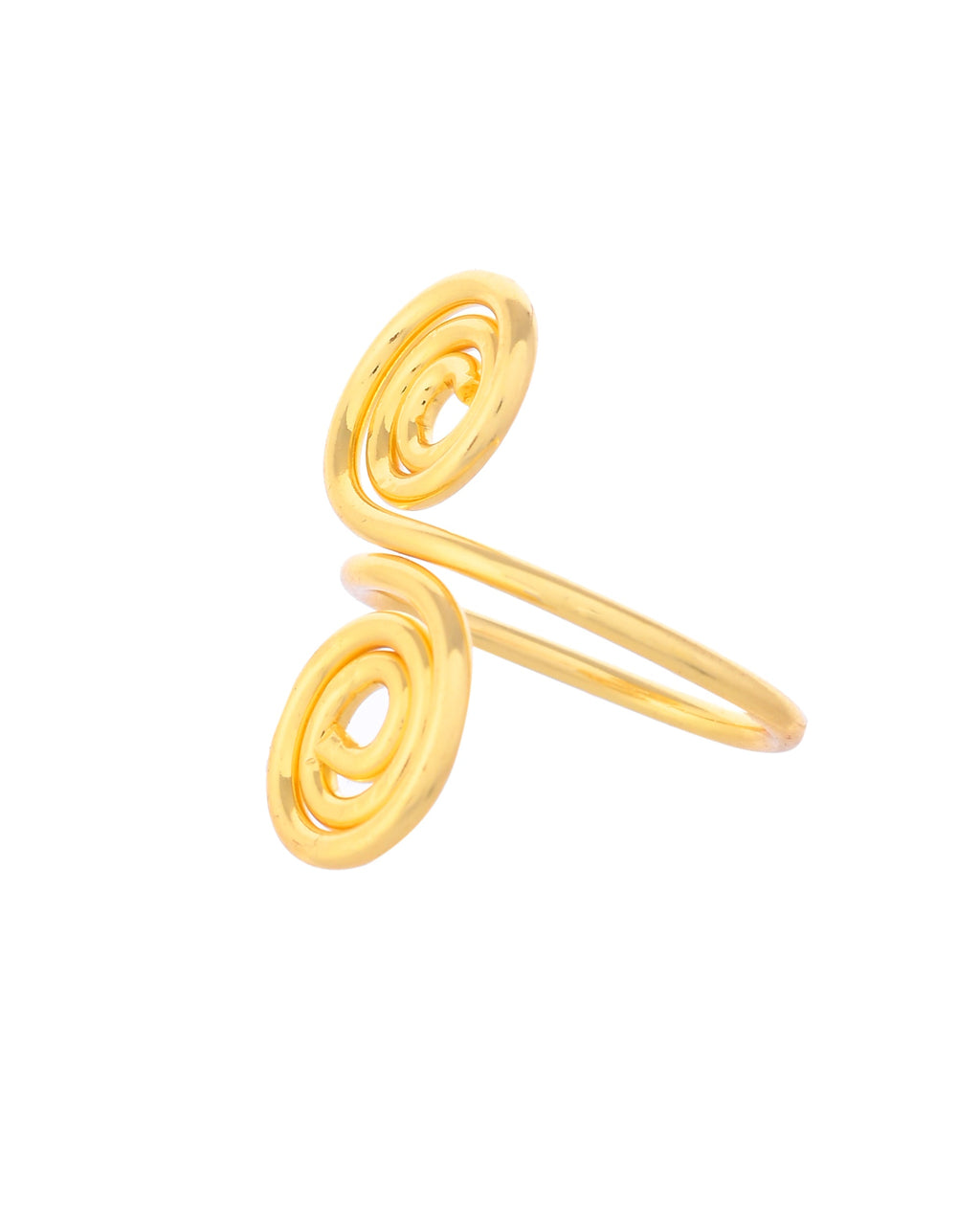 VOJ Gold-Polished Circular Designed Anti Tarnish Finger Ring