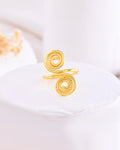 VOJ Gold-Polished Circular Designed Anti Tarnish Finger Ring