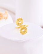 VOJ Gold-Polished Circular Designed Anti Tarnish Finger Ring