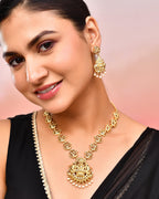 VOJ Gold-Polished Anti Tarnish Temple Jewellery Set