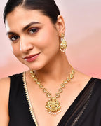 VOJ Gold-Polished Anti Tarnish Temple Jewellery Set