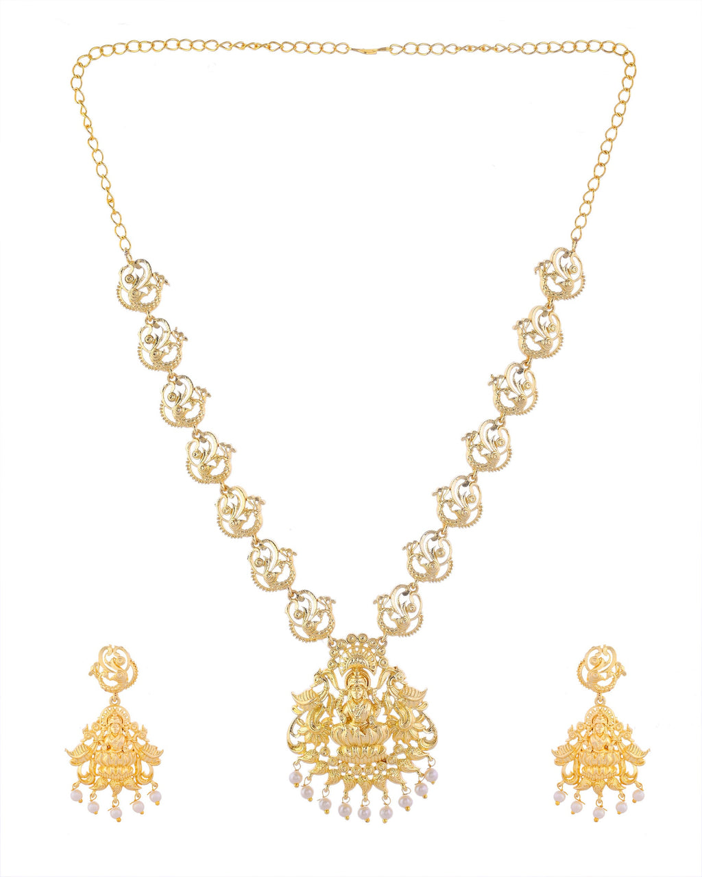 VOJ Gold-Polished Anti Tarnish Temple Jewellery Set