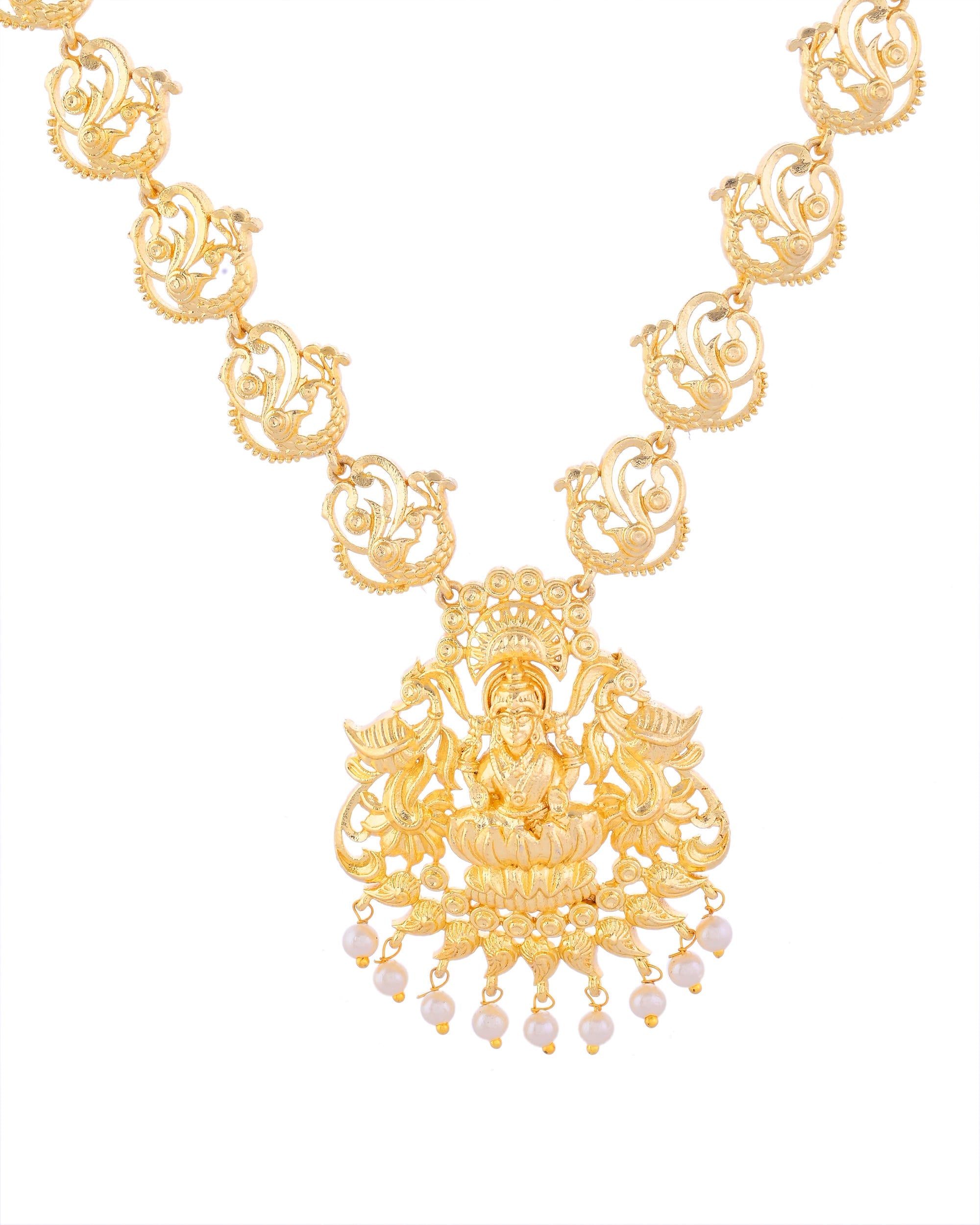 VOJ Gold-Polished Anti Tarnish Temple Jewellery Set