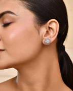 VOJ Silver Plated AD-Studded Flower Shape Stud Earrings - Distacart