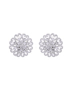 VOJ Silver Plated AD-Studded Flower Shape Stud Earrings - Distacart