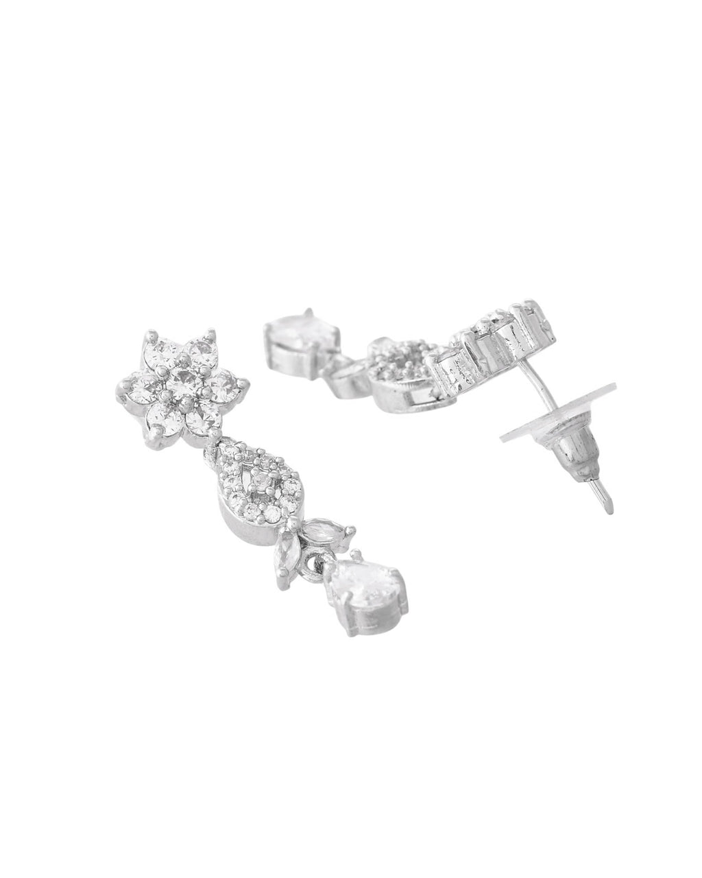 VOJ Silver Plated AD Studded Classic Jewellery Set