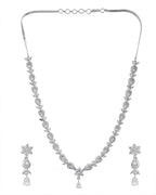 VOJ Silver Plated AD Studded Classic Jewellery Set
