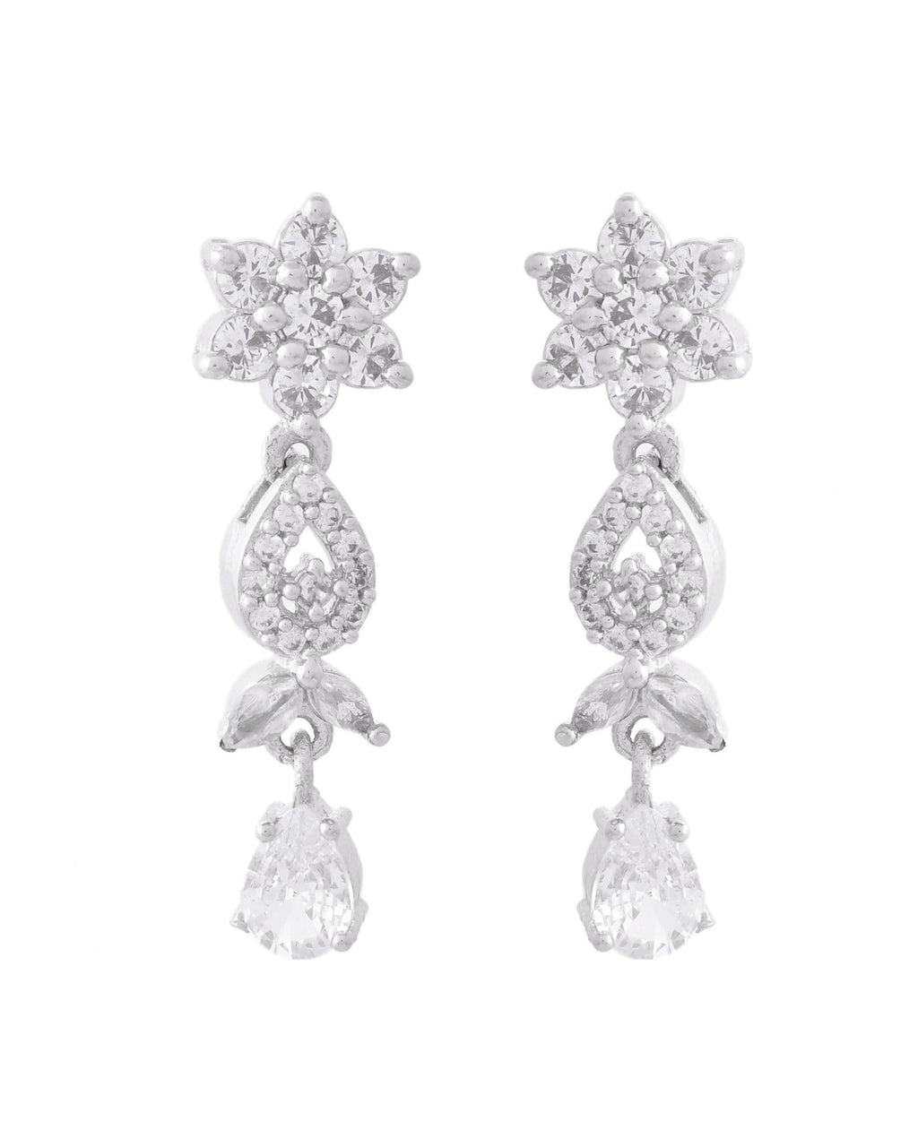 VOJ Silver Plated AD Studded Classic Jewellery Set