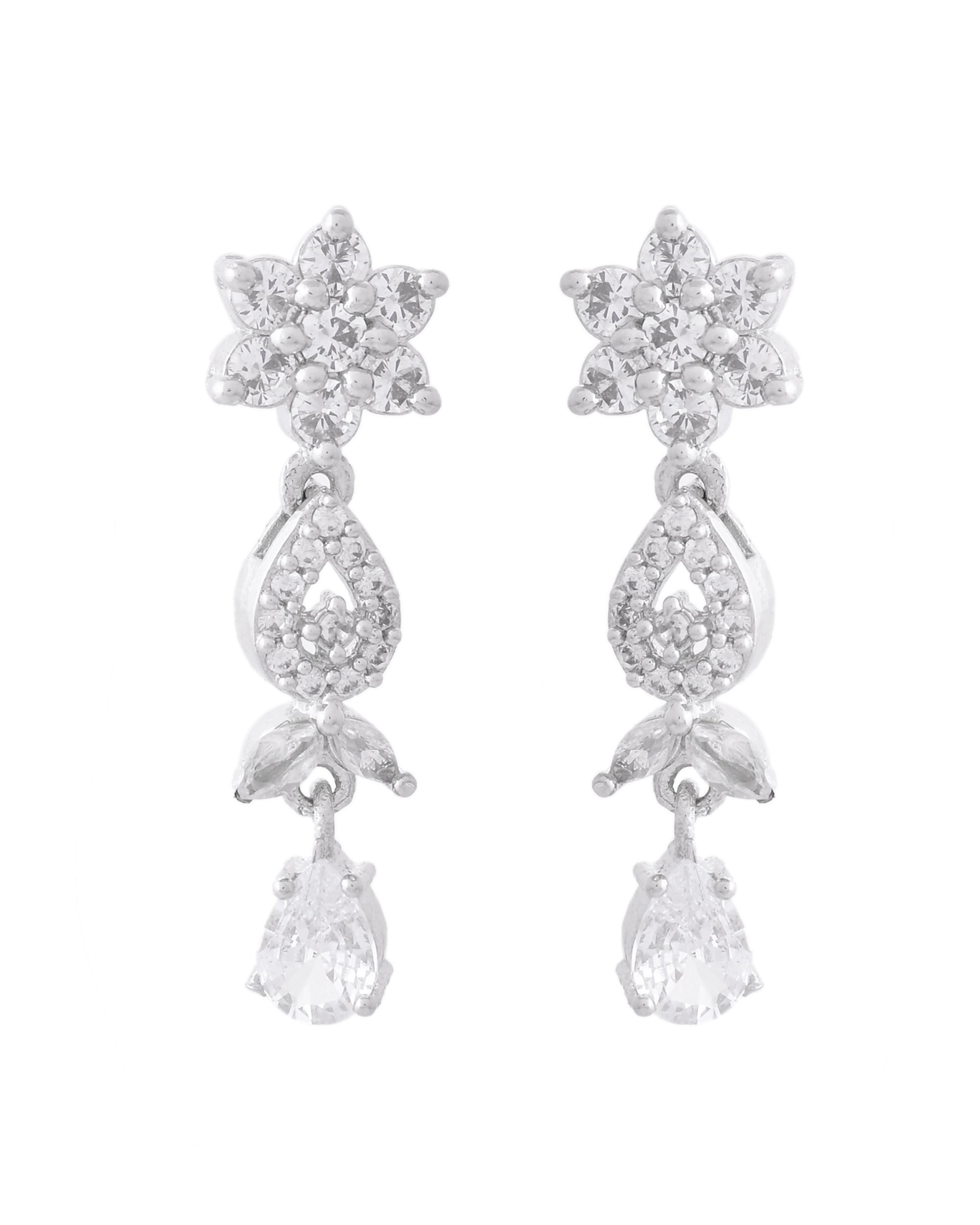 VOJ Silver Plated AD Studded Classic Jewellery Set