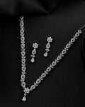 VOJ Silver Plated AD Studded Classic Jewellery Set