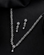 VOJ Silver Plated AD Studded Classic Jewellery Set