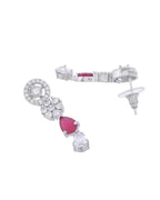 VOJ Silver Plated AD Studded Circular Shape Jewellery Set