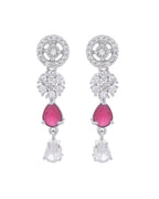 VOJ Silver Plated AD Studded Circular Shape Jewellery Set