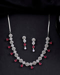 VOJ Silver Plated AD Studded Circular Shape Jewellery Set