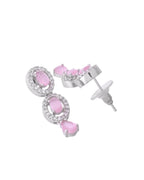 VOJ Silver Toned Baby Pink Stone Studded Circular AD Jewellery Set