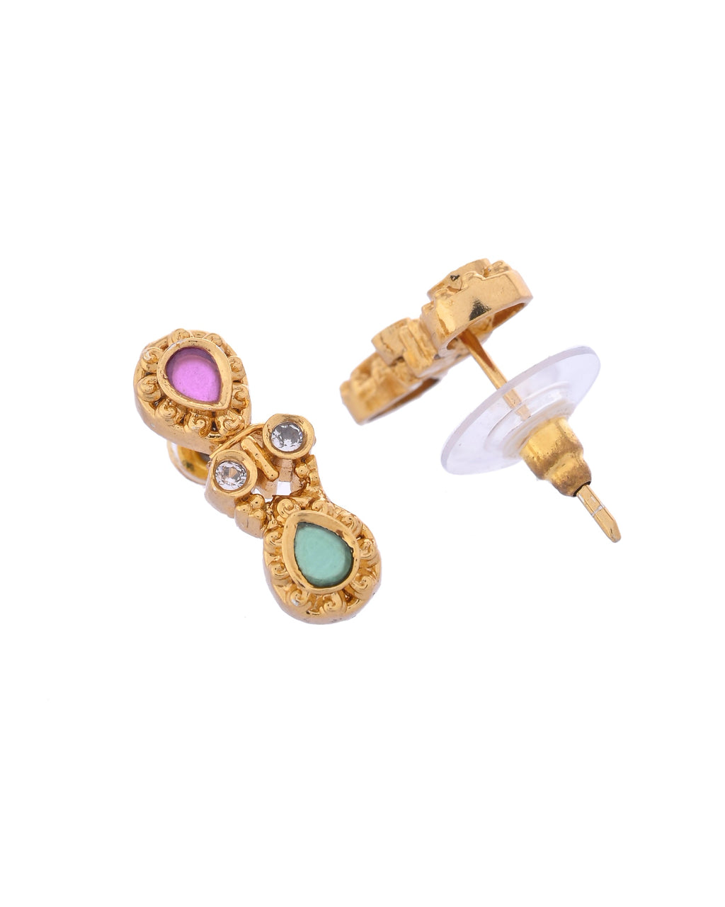 VOJ Gold Toned AD Stone Studded Classic Jewellery Set