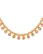 VOJ Gold Toned AD Stone Studded Classic Jewellery Set