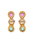 VOJ Gold Toned AD Stone Studded Classic Jewellery Set