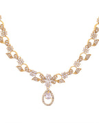 VOJ Gold-Polished Floral Shaped AD Studded Elgent Jewellery Set