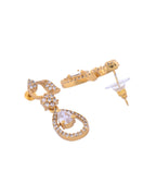 VOJ Gold-Polished Floral Shaped AD Studded Elgent Jewellery Set