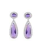 VOJ Silver Plated Purple AD & Cubic Zirconia Studded Necklace Set