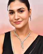 VOJ Gold Toned AD Stone Studded Necklace Set