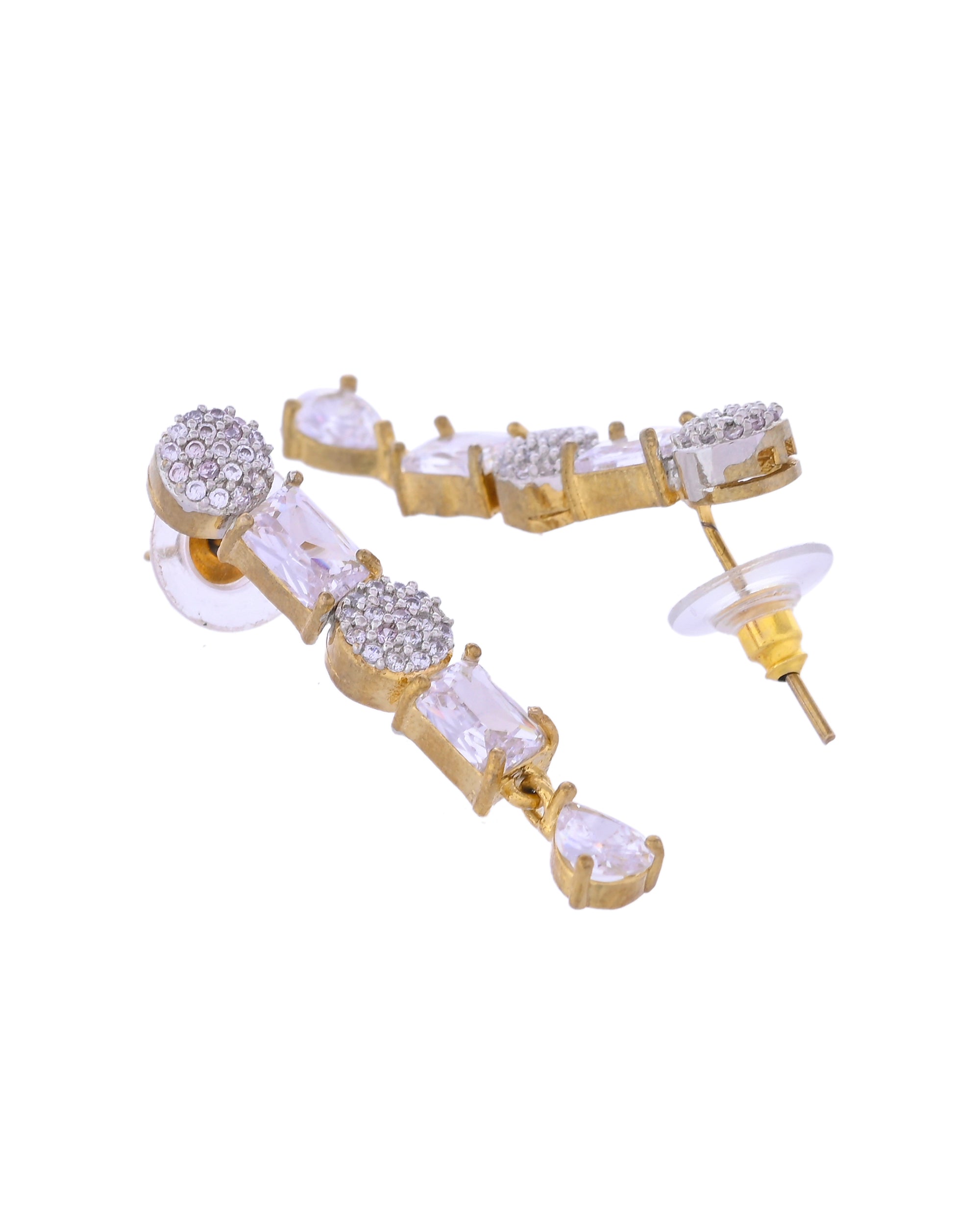 VOJ Gold Toned AD Stone Studded Necklace Set