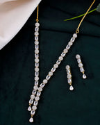 VOJ Gold Toned AD Stone Studded Necklace Set