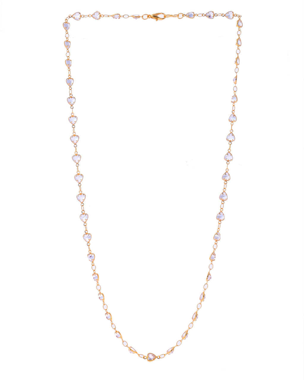 VOJ Women Gold-Polished Heart Shaped Stone Studded Chain