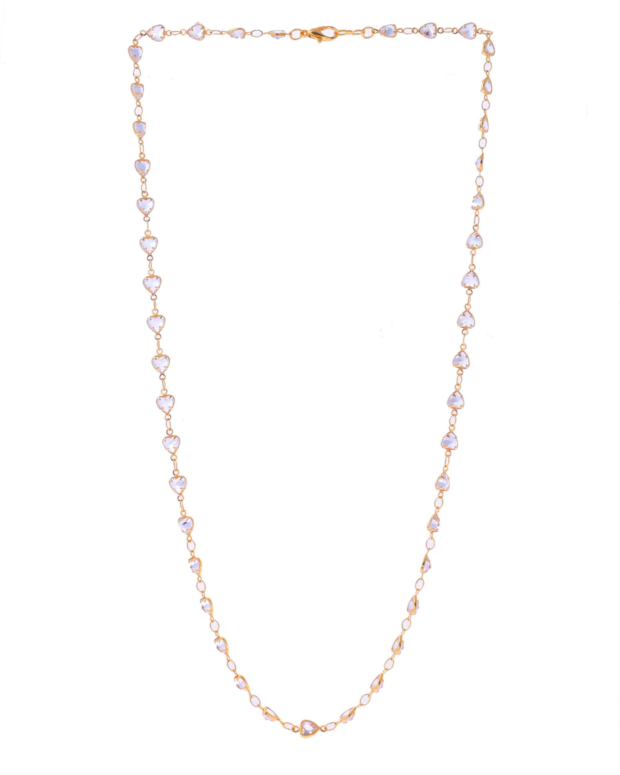 VOJ Women Gold-Polished Heart Shaped Stone Studded Chain