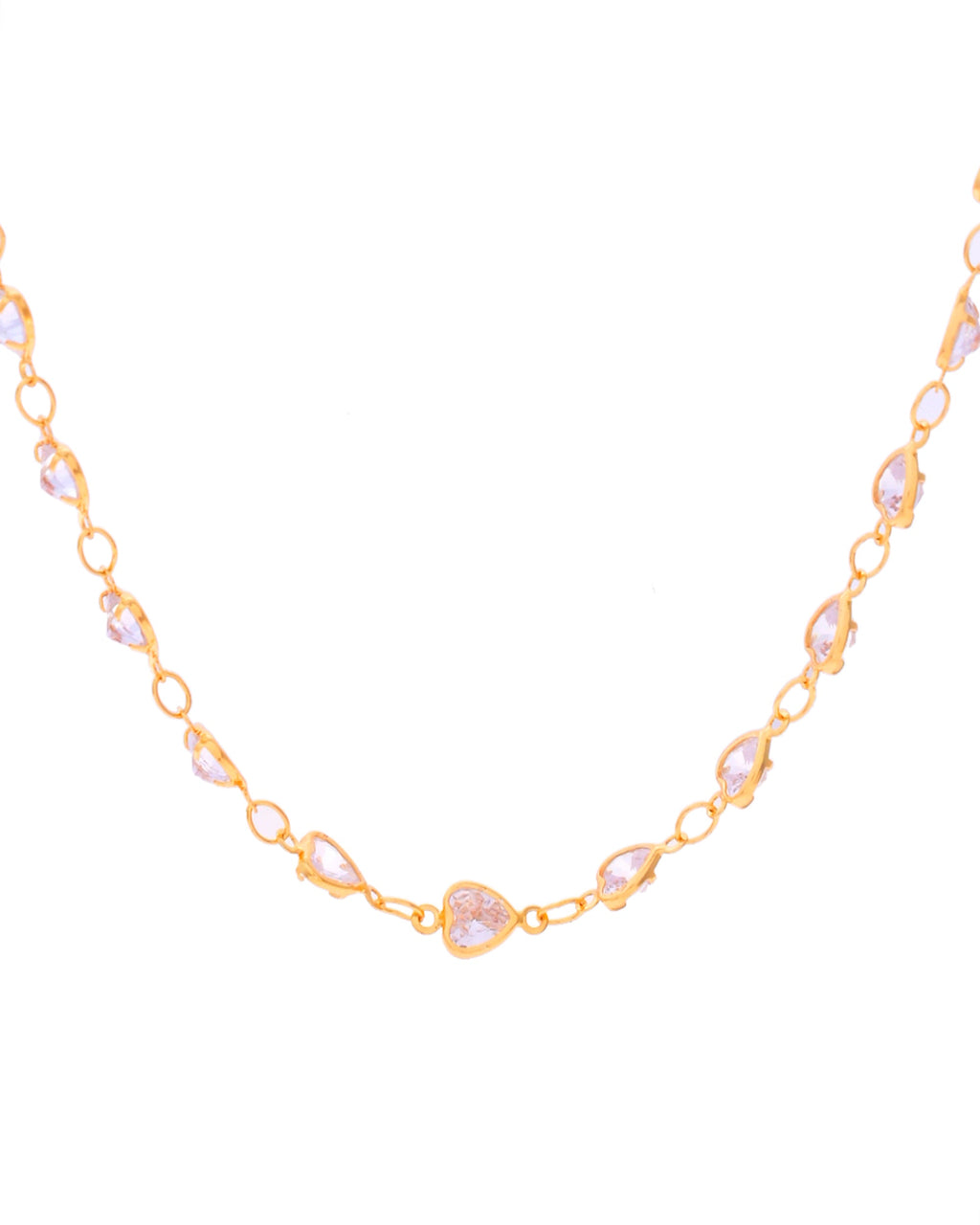 VOJ Women Gold-Polished Heart Shaped Stone Studded Chain