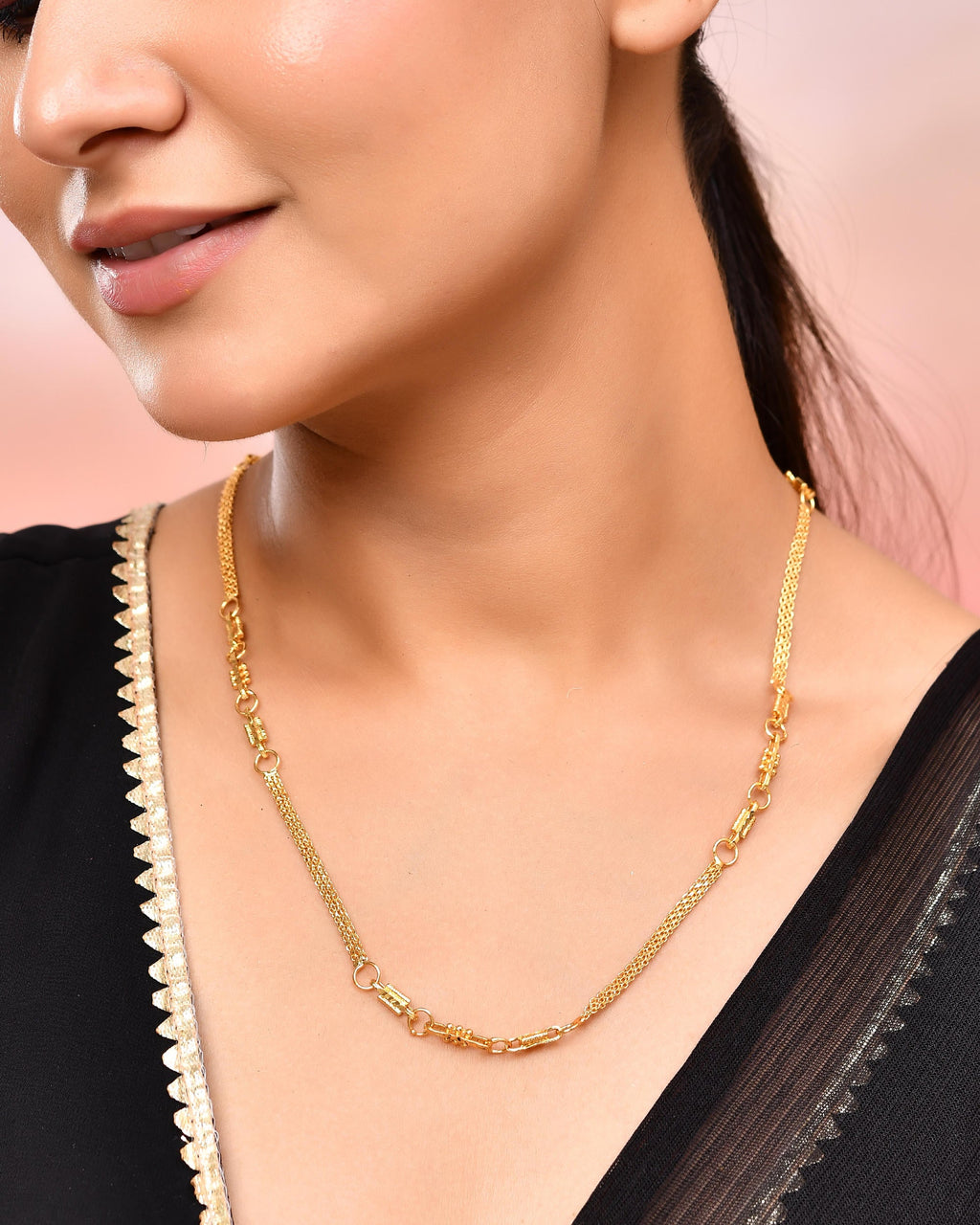 VOJ Gold-Polished Stainless Steel Designer Women Chain