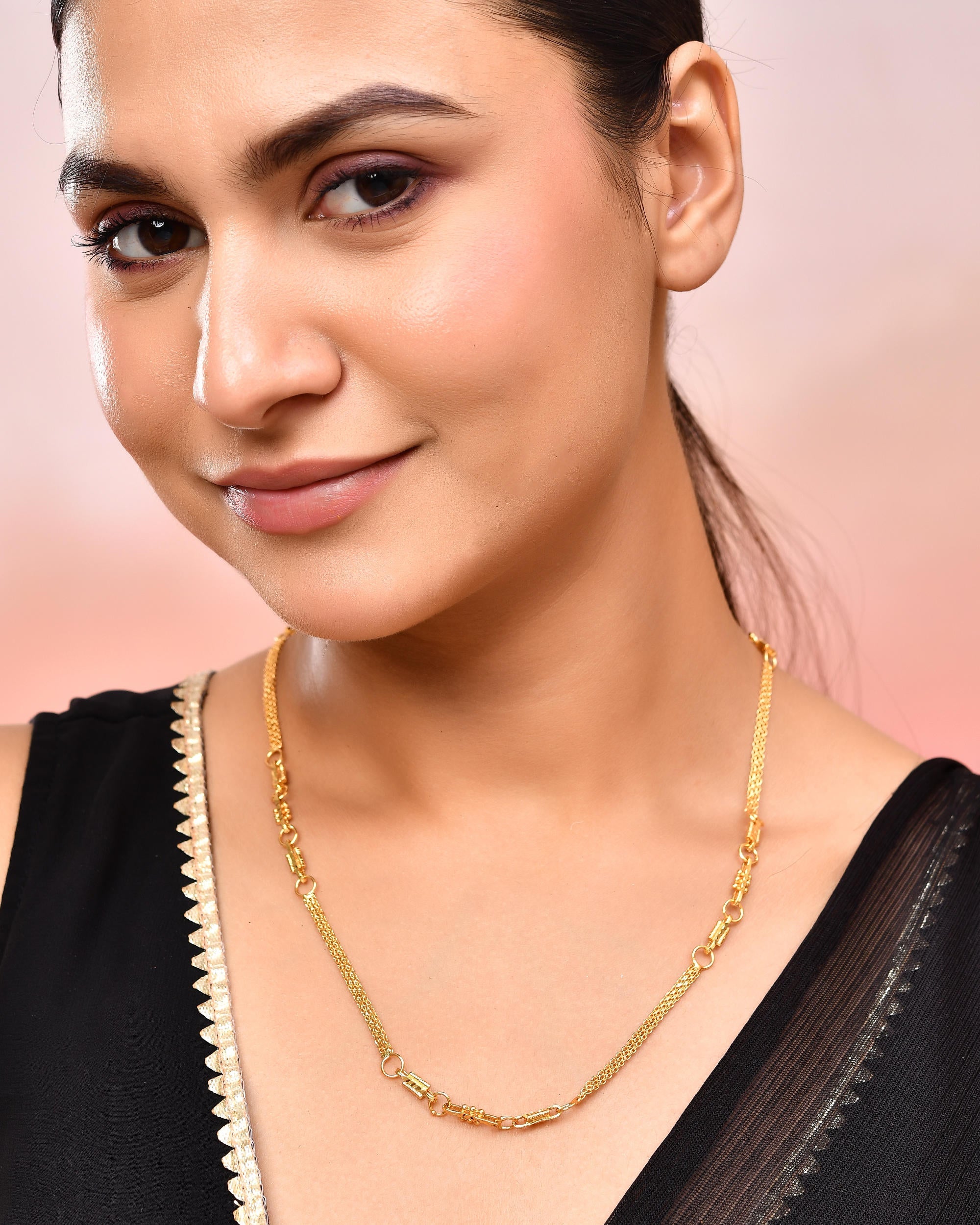 VOJ Gold-Polished Stainless Steel Designer Women Chain
