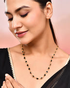 VOJ Gold-Polished Black Stone Studded Women Chain