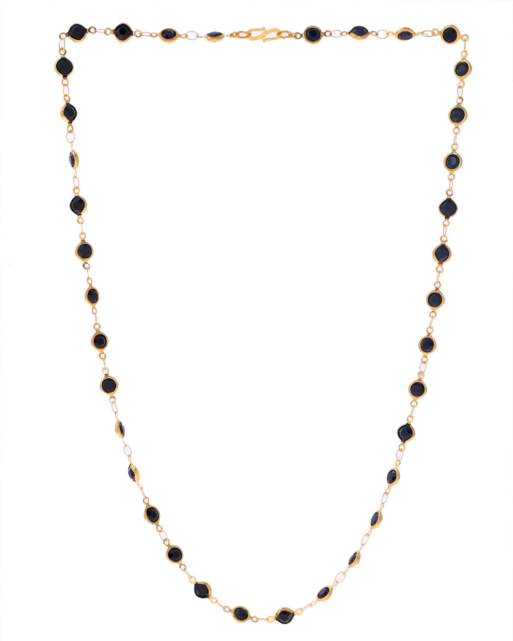 VOJ Gold-Polished Black Stone Studded Women Chain