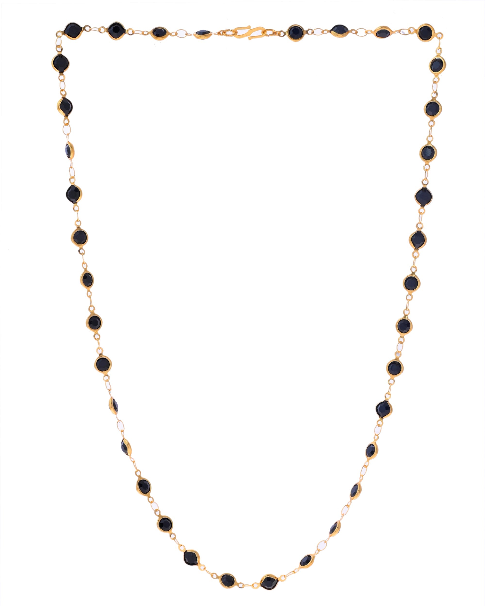 VOJ Gold-Polished Black Stone Studded Women Chain