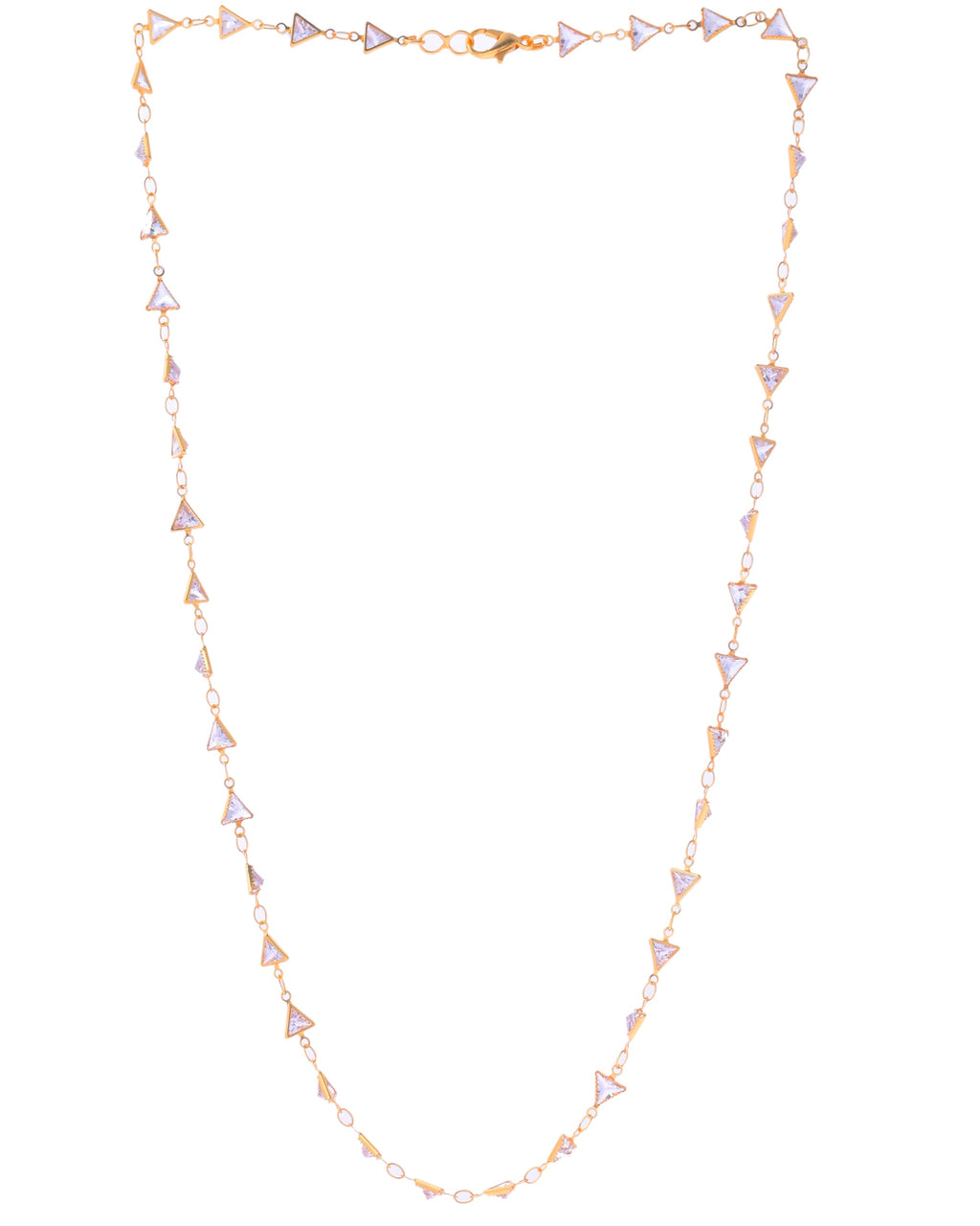 VOJ Women Gold-Polished Triangular Stone Studded Chain