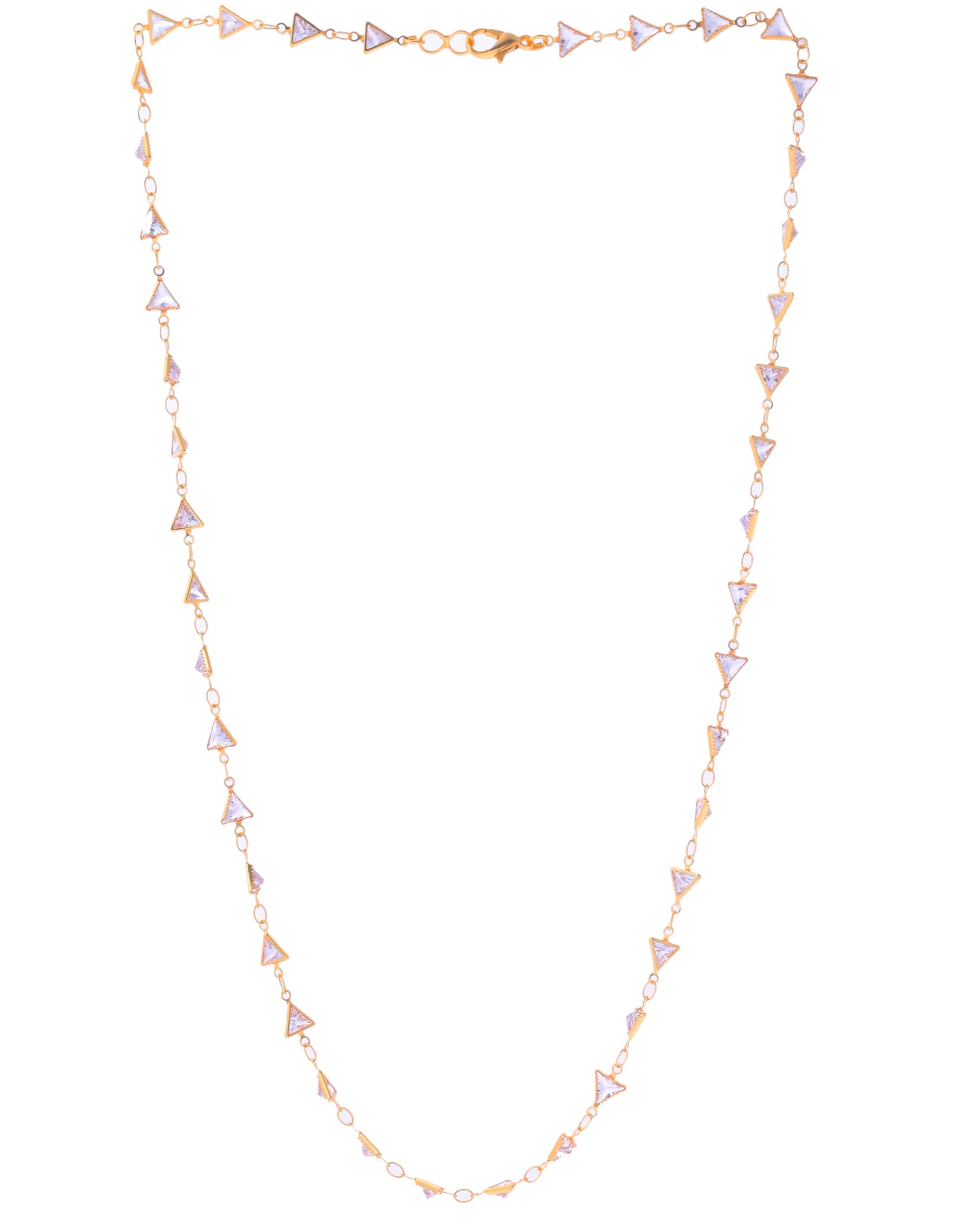 VOJ Women Gold-Polished Triangular Stone Studded Chain